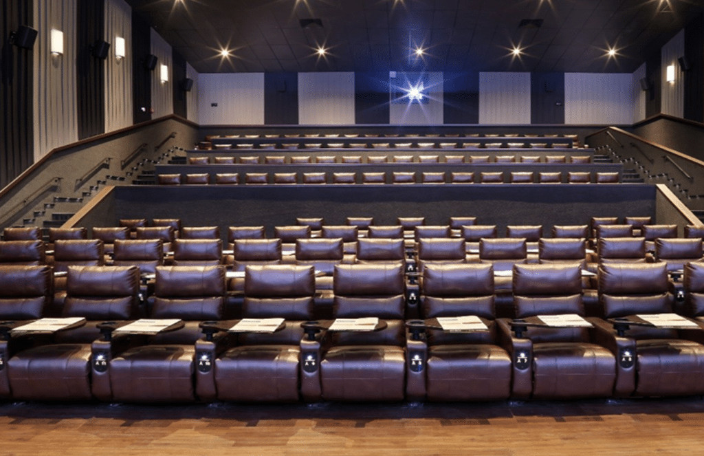 luxury dine-in theater with leather seats in the woodlands