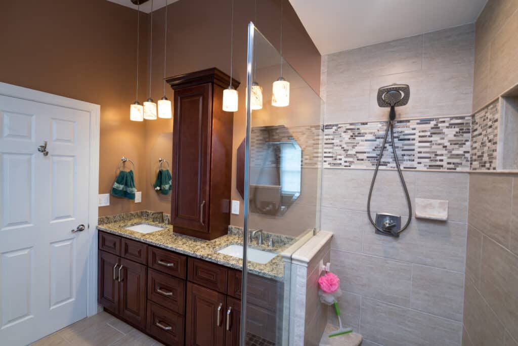 double vanity in a master bathroom