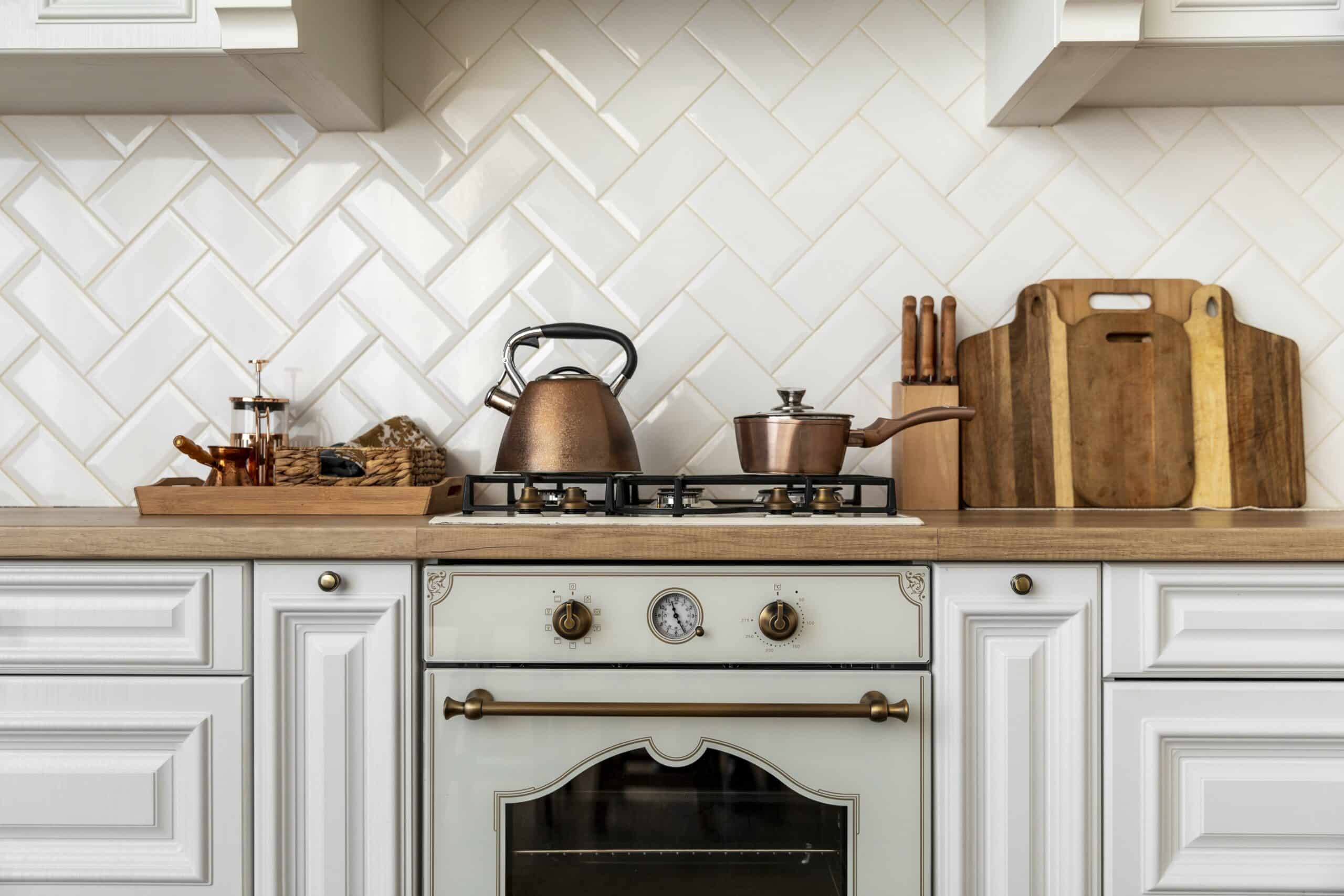 herringbone kitchen backsplash